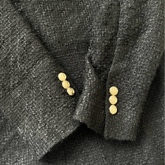 Zara Black Tweed Double-Breasted Blazer - Picture 7 of 12